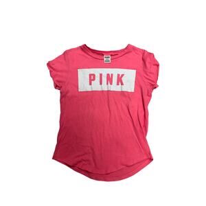 Victoria’s Secret Pink White Logo T-Shirt, Medium